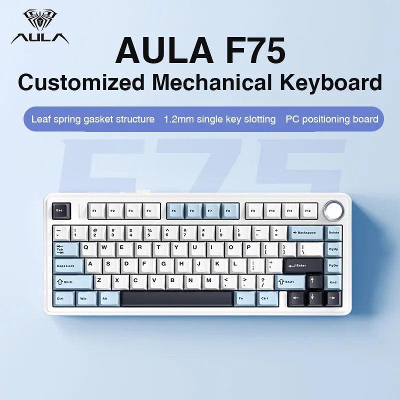 Teclado AULA F75 2.4G Bluetooth/Mecânico/RGB.